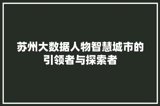 苏州大数据人物智慧城市的引领者与探索者