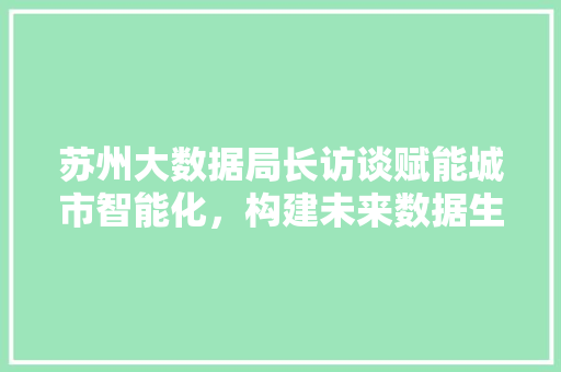 苏州大数据局长访谈赋能城市智能化，构建未来数据生态