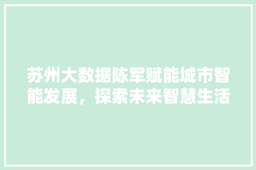 苏州大数据陈军赋能城市智能发展，探索未来智慧生活