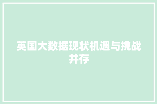 英国大数据现状机遇与挑战并存