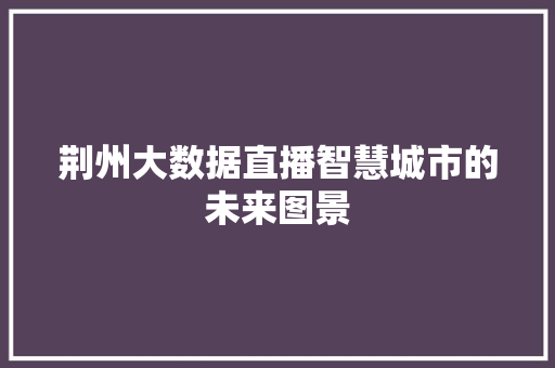 荆州大数据直播智慧城市的未来图景