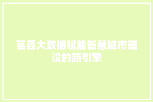 莒县大数据赋能智慧城市建设的新引擎
