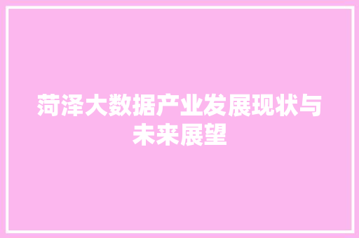 菏泽大数据产业发展现状与未来展望 菏泽大数据产业发展现状与未来展望