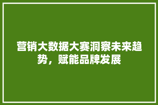 营销大数据大赛洞察未来趋势，赋能品牌发展
