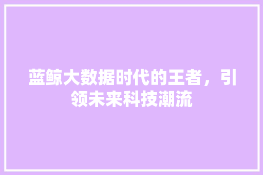 蓝鲸大数据时代的王者，引领未来科技潮流