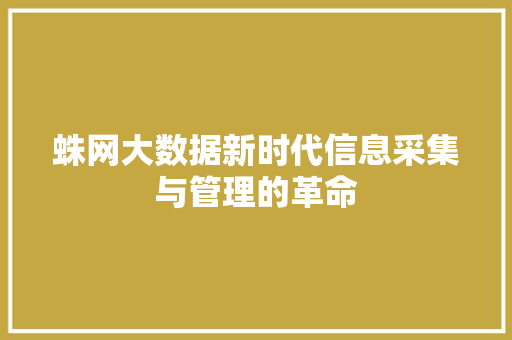 蛛网大数据新时代信息采集与管理的革命