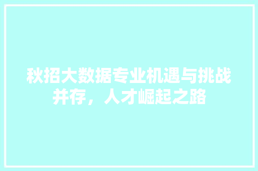 秋招大数据专业机遇与挑战并存，人才崛起之路