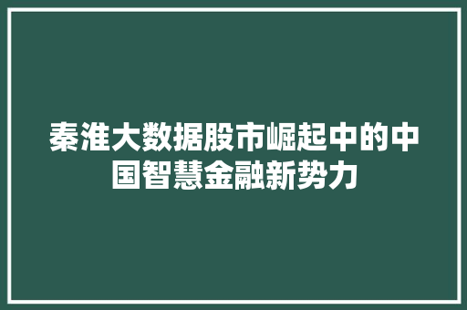 秦淮大数据股市崛起中的中国智慧金融新势力