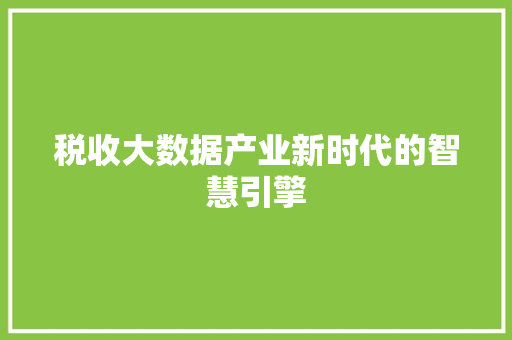 税收大数据产业新时代的智慧引擎