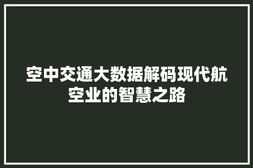空中交通大数据解码现代航空业的智慧之路