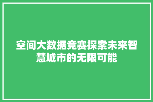 空间大数据竞赛探索未来智慧城市的无限可能