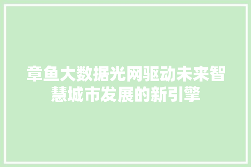 章鱼大数据光网驱动未来智慧城市发展的新引擎