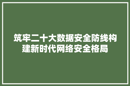 筑牢二十大数据安全防线构建新时代网络安全格局 筑牢二十大数据安全防线构建新时代网络安全格局