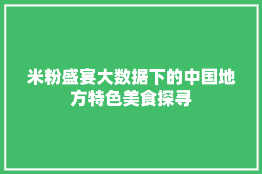 米粉盛宴大数据下的中国地方特色美食探寻