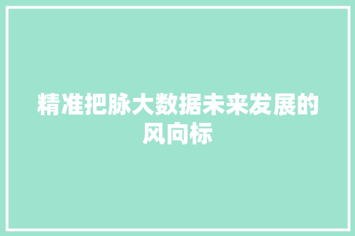 精准把脉大数据未来发展的风向标