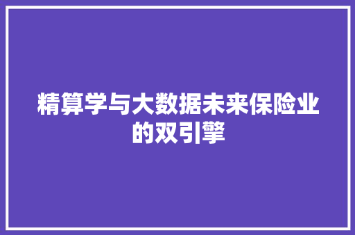 精算学与大数据未来保险业的双引擎