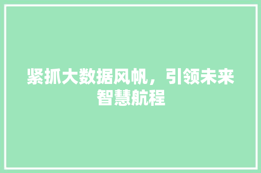 紧抓大数据风帆,引领未来智慧航程 紧抓大数据风帆,引领未来智慧航程