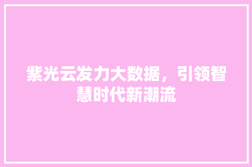 紫光云发力大数据，引领智慧时代新潮流