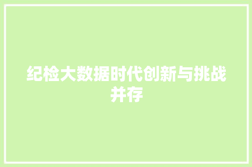 纪检大数据时代创新与挑战并存
