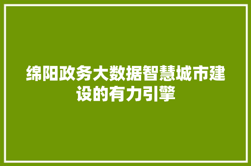 绵阳政务大数据智慧城市建设的有力引擎