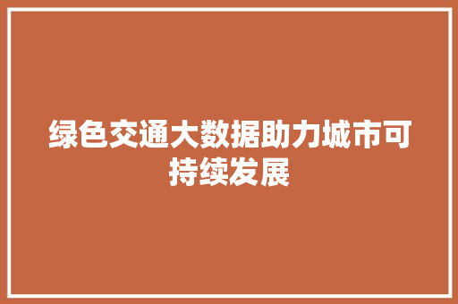 绿色交通大数据助力城市可持续发展