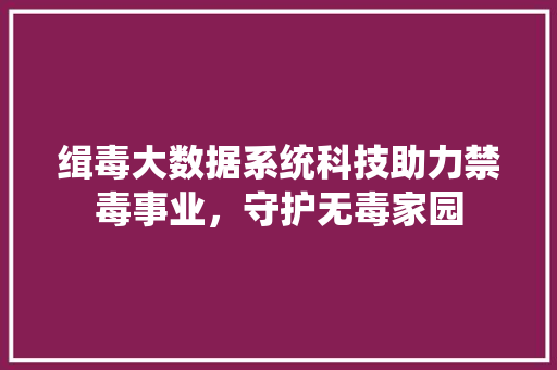 缉毒大数据系统科技助力禁毒事业，守护无毒家园