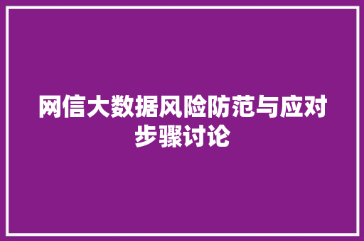网信大数据风险防范与应对步骤讨论