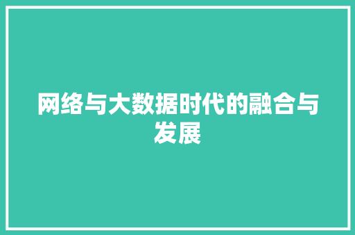 网络与大数据时代的融合与发展