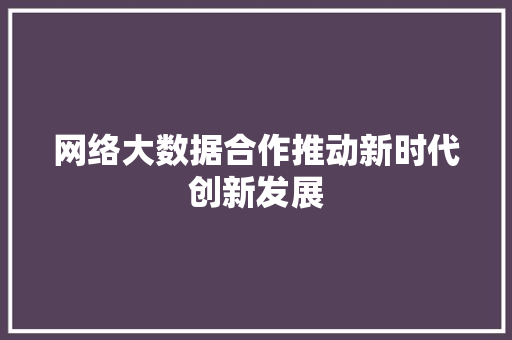 网络大数据合作推动新时代创新发展