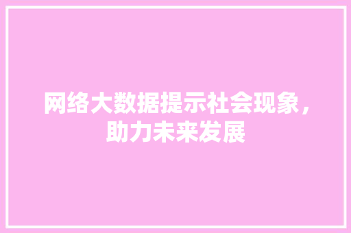网络大数据提示社会现象，助力未来发展