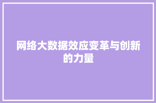 网络大数据效应变革与创新的力量