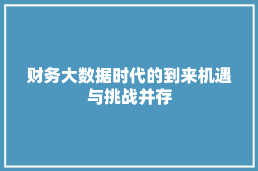 财务大数据时代的到来机遇与挑战并存