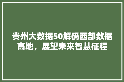 贵州大数据50解码西部数据高地，展望未来智慧征程