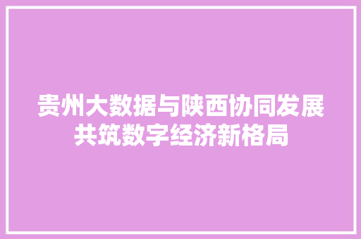贵州大数据与陕西协同发展共筑数字经济新格局