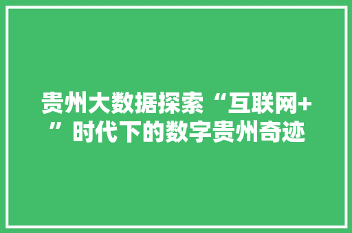 贵州大数据探索“互联网+”时代下的数字贵州奇迹 贵州大数据探索“互联网+”时代下的数字贵州奇迹