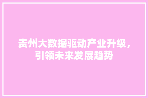 贵州大数据驱动产业升级，引领未来发展趋势
