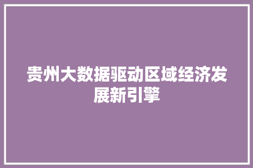 贵州大数据驱动区域经济发展新引擎