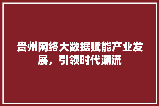 贵州网络大数据赋能产业发展，引领时代潮流 操作系统