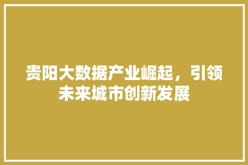 贵阳大数据产业崛起，引领未来城市创新发展