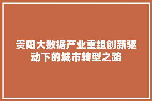 贵阳大数据产业重组创新驱动下的城市转型之路