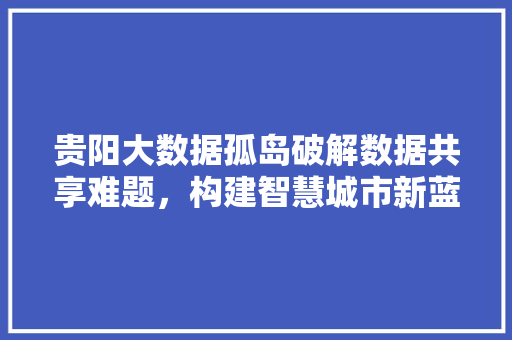 贵阳大数据孤岛破解数据共享难题,构建智慧城市新蓝图 贵阳大数据孤岛破解数据共享难题,构建智慧城市新蓝图