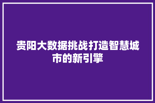 贵阳大数据挑战打造智慧城市的新引擎