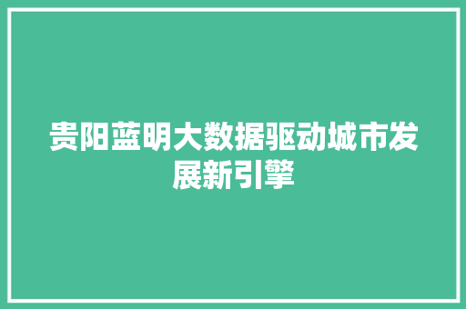 贵阳蓝明大数据驱动城市发展新引擎