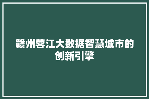 赣州蓉江大数据智慧城市的创新引擎