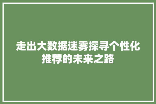 走出大数据迷雾探寻个性化推荐的未来之路