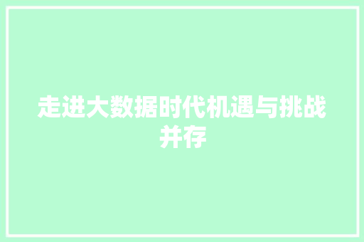 走进大数据时代机遇与挑战并存
