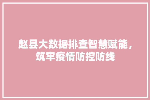 赵县大数据排查智慧赋能，筑牢疫情防控防线