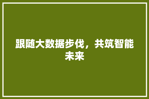 跟随大数据步伐,共筑智能未来 跟随大数据步伐,共筑智能未来