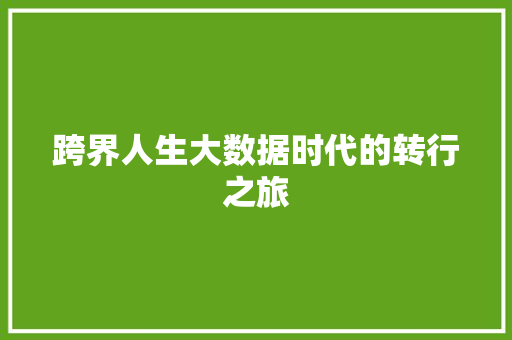 跨界人生大数据时代的转行之旅 跨界人生大数据时代的转行之旅
