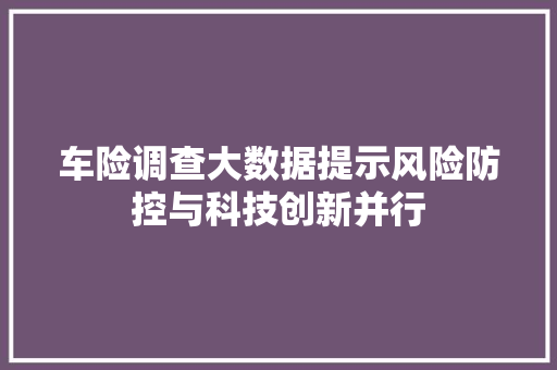 车险调查大数据提示风险防控与科技创新并行